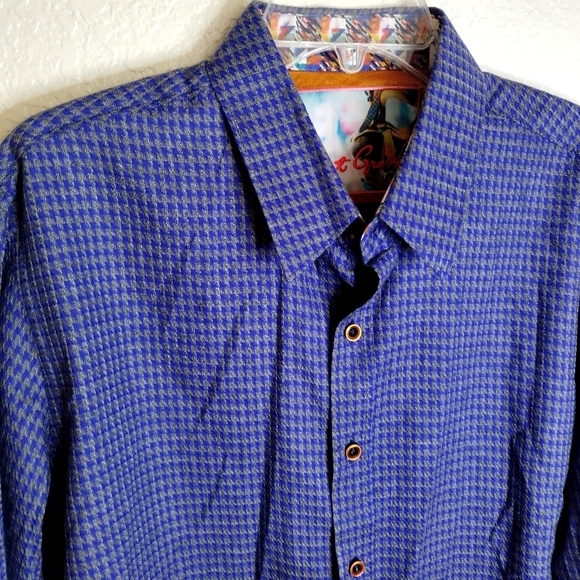 Robert Graham Houndstooth Button Down Shirt Flip Cuff Sz L - Picture 2 of 10